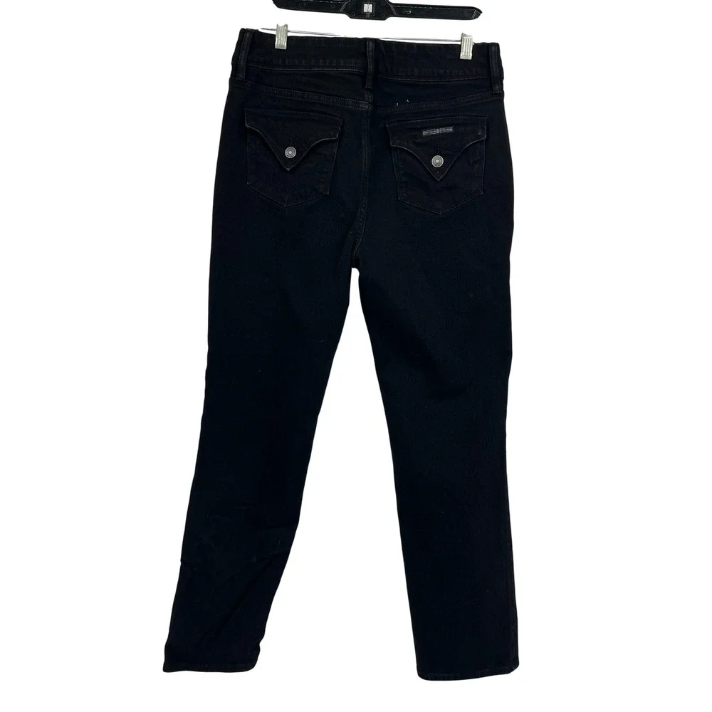 Hudson Los Angeles Womens Black Slim Straight Flap Pocket Jeans‎ Size 10 1811754